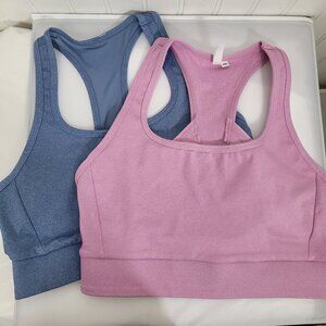 NWT Pair CASA ZETA-Jones Sports Bra Pink/Blue Nylon/Poly/Spandex Women's XS